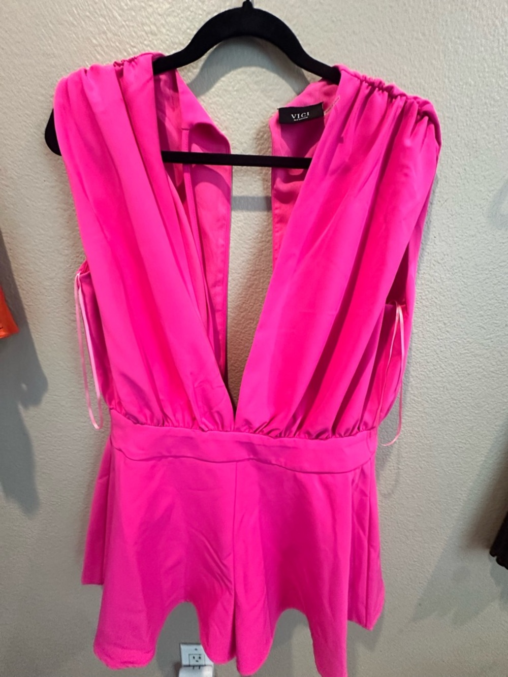 VICI Hot Pink Deep V Romper